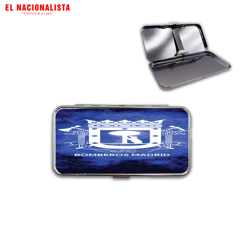 Pitillera Metálica Bomberos Madrid – Estuche de Bolsillo con Escudo Oficial