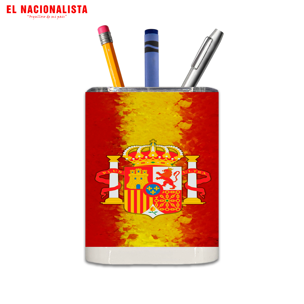 Porta Lápices Cuadrado Escudo con bandera españa – Organiza con Identidad Escudo con bandera españa
