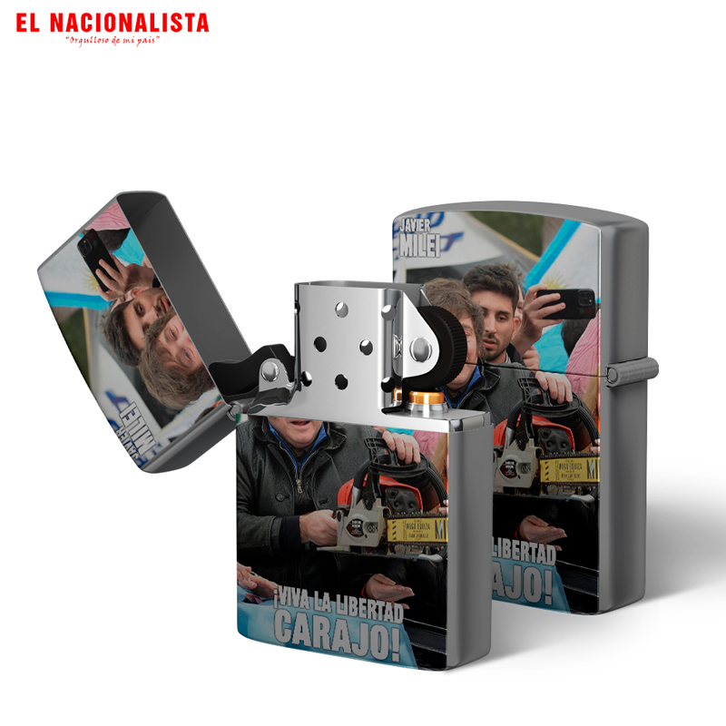Encendedor Tipo Zippo Javier Milei – Mechero de Colección Viva la Libertad