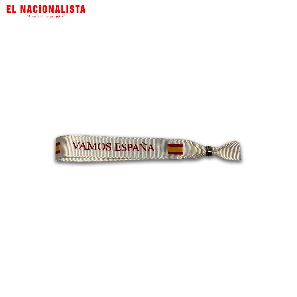 Pulsera Vamos España – Blanca con Banderitas