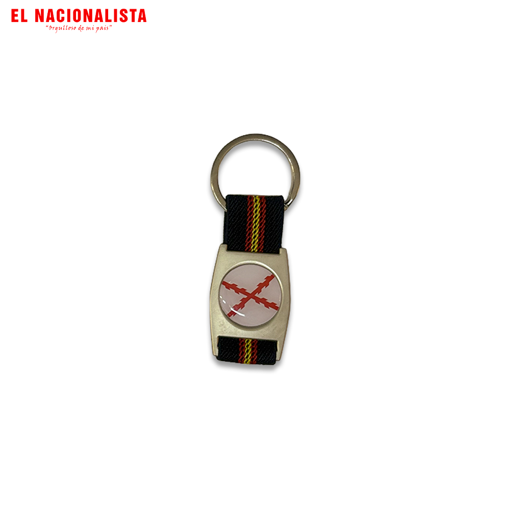 Llavero de Tela Cruz de Borgoña – Cinta Bandera España Negro