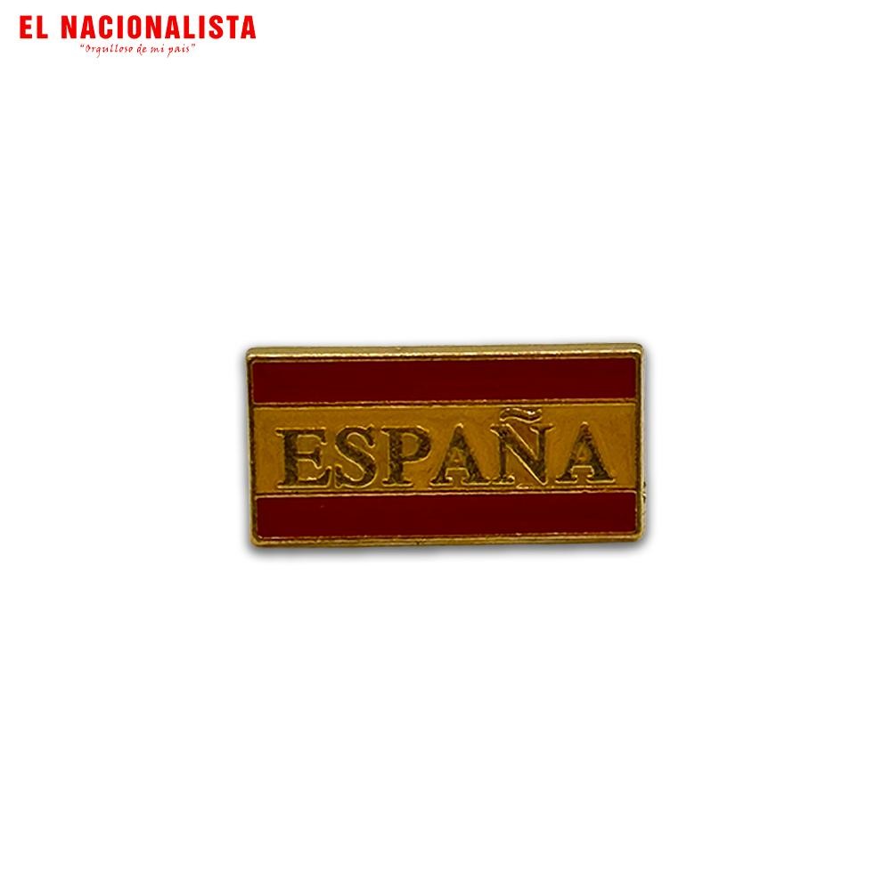 Pin España Rectangular – Bandera con Texto