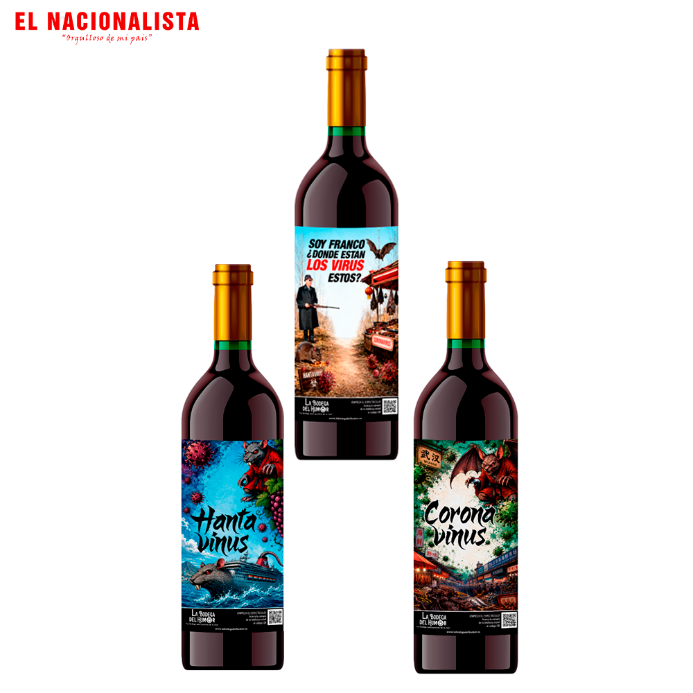 Pack 3 Vinos Crianza Divertido para Regalos y Eventos con Mensaje Gracioso | Soy Franco + Hantavirus + Coronavirus
