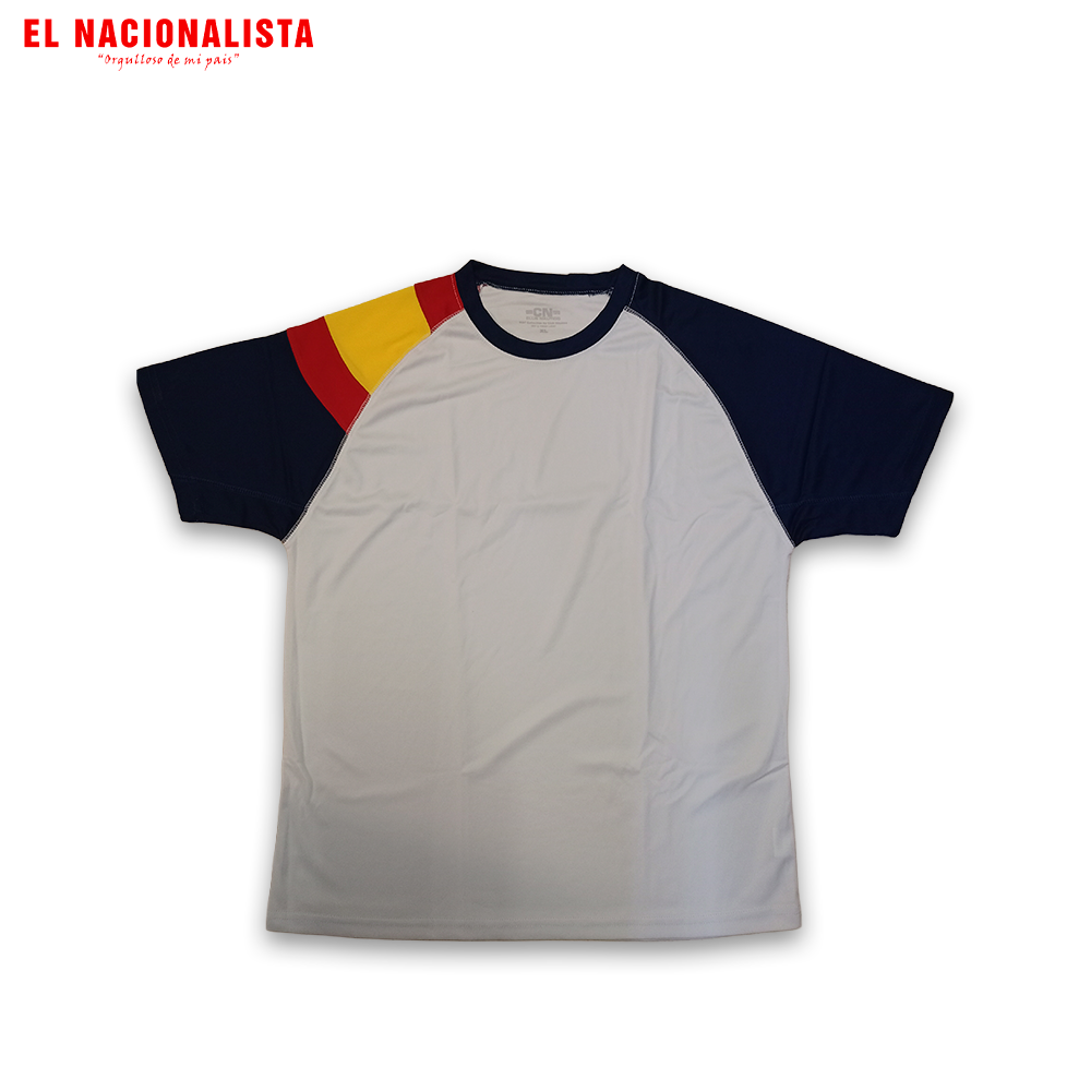 Camiseta Raglan España Blanca Mangas Marino