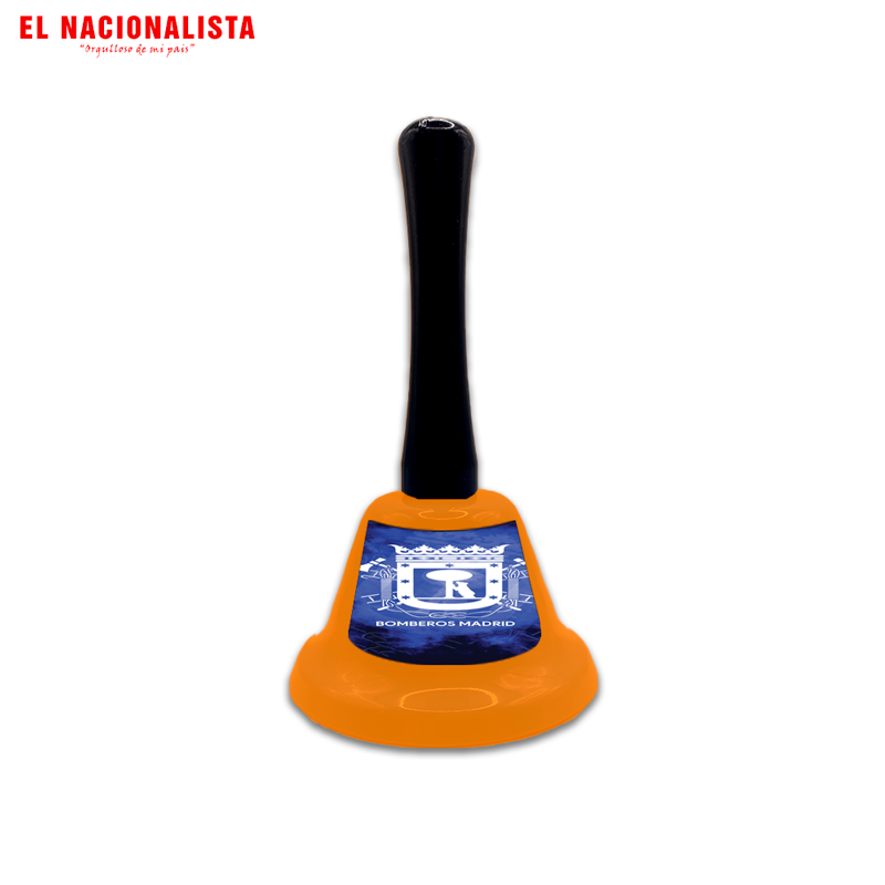 Campana Decorativa Bomberos Madrid – Campanilla con Mango y Escudo Oficial