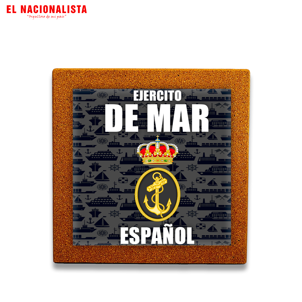 Baldosa Decorativa Enmarcada Ejército de Mar Español – Azulejo con Emblema del Ejército de Mar