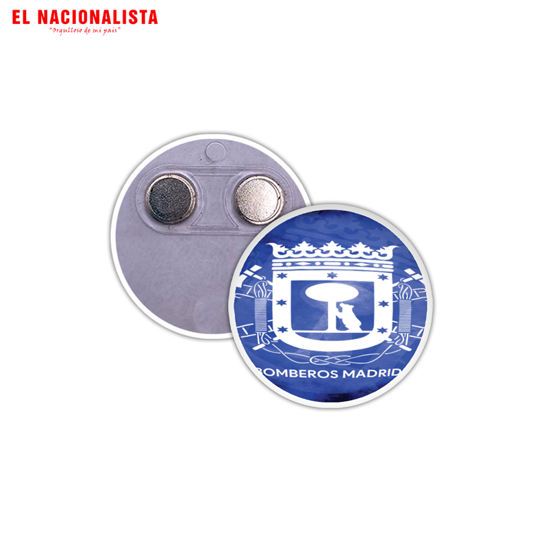Imán Redondo para Nevera Bomberos Madrid – Souvenir Magnético con Escudo Oficial
