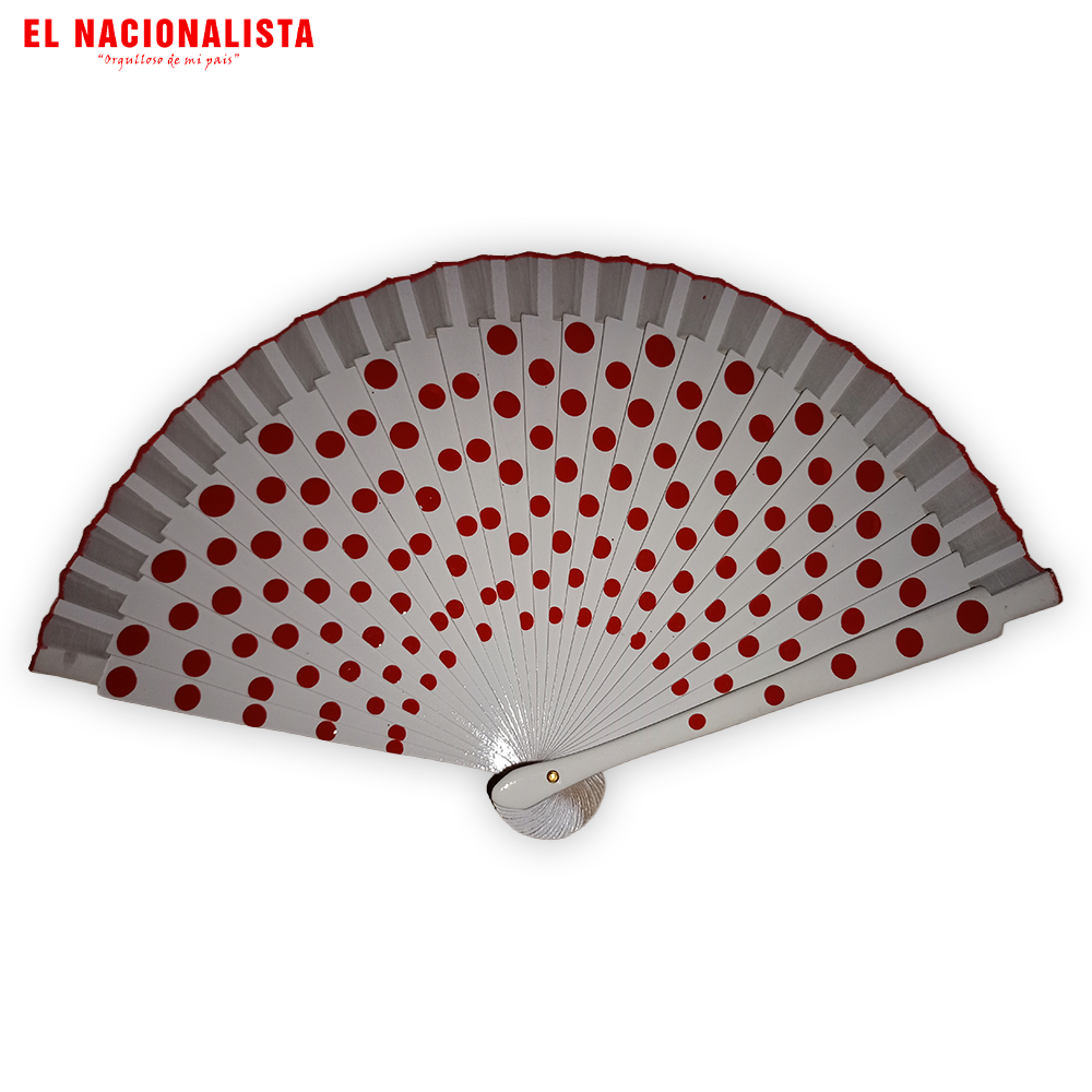 Abanico Flamenco Blanco con Lunares Rojos