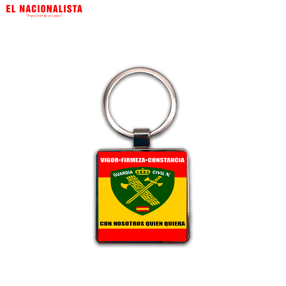 Llavero Cuadrado Metálico Guardia Civil España – Accesorio con Emblema de la Guardia Civil