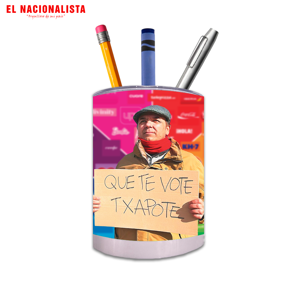Porta Lápices Circular Que te vote Txapote – Orden con Identidad Que te vote Txapote