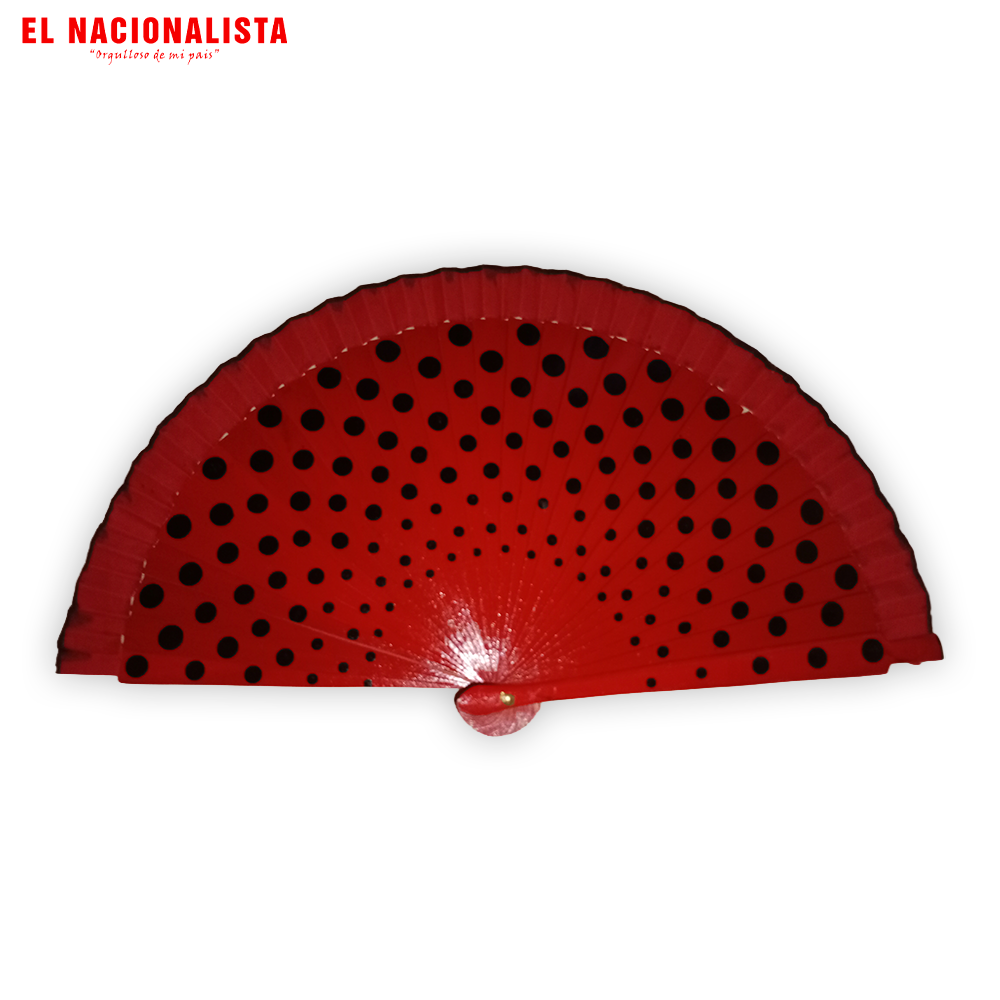 Abanico Flamenco Rojo con Lunares Negros