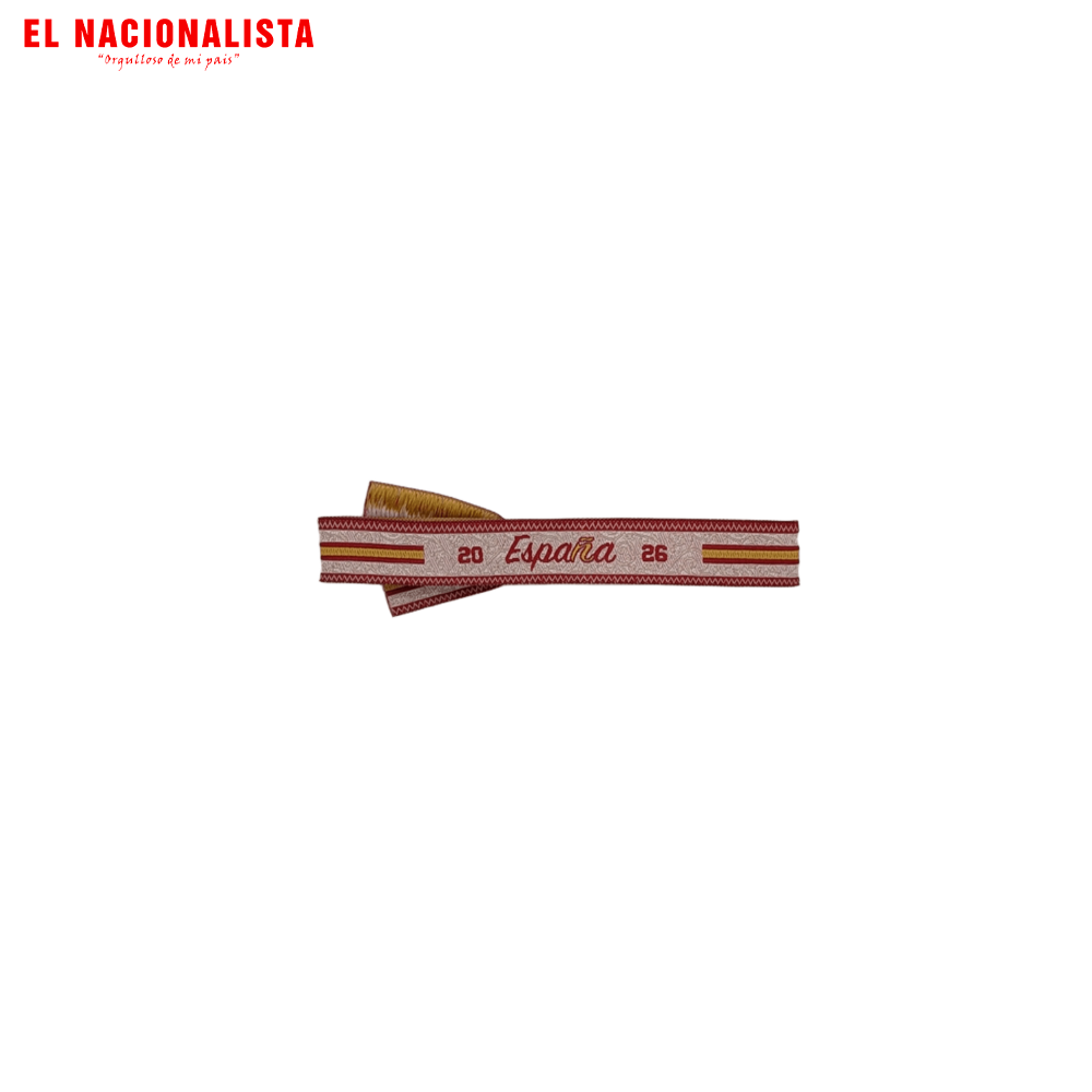 Pulsera de Tela de España Edición 2026 – Pulsera Bordada Premium con Fondo Texturizado y Bandera Nacional