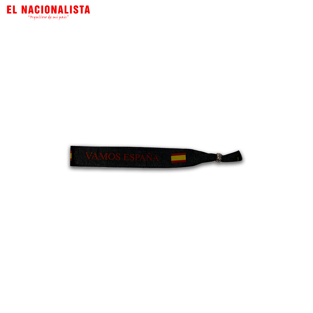 Pulsera Vamos España – Negra con Banderita
