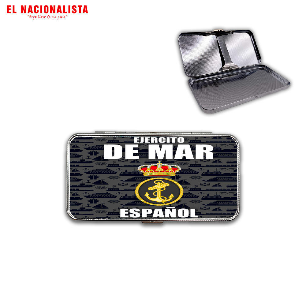 Pitillera Metálica Ejército de Mar Español – Estuche de Bolsillo con Emblema del Ejército de Mar