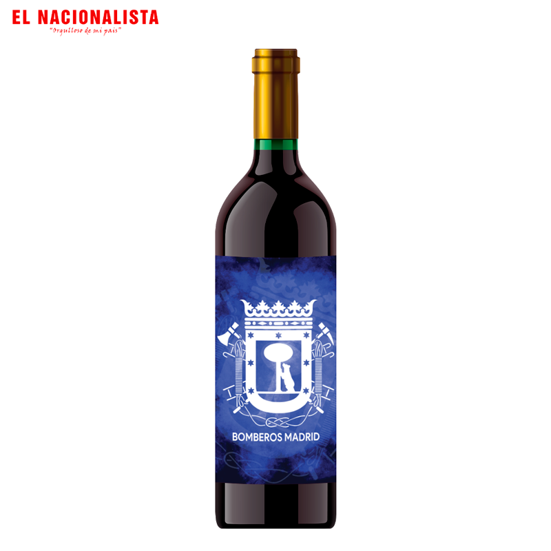 Botella de Vino Tinto Bomberos Madrid – Edición Especial con Escudo Oficial