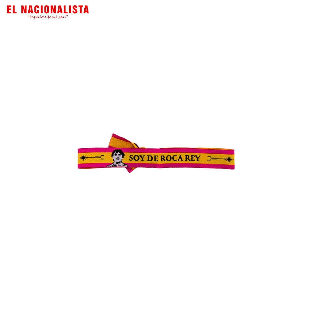 Pulsera de Tela Taurina de España – Pulsera de Cinta Rígida Oficial "Soy de Roca Rey" con Colores de Bandera y Capote