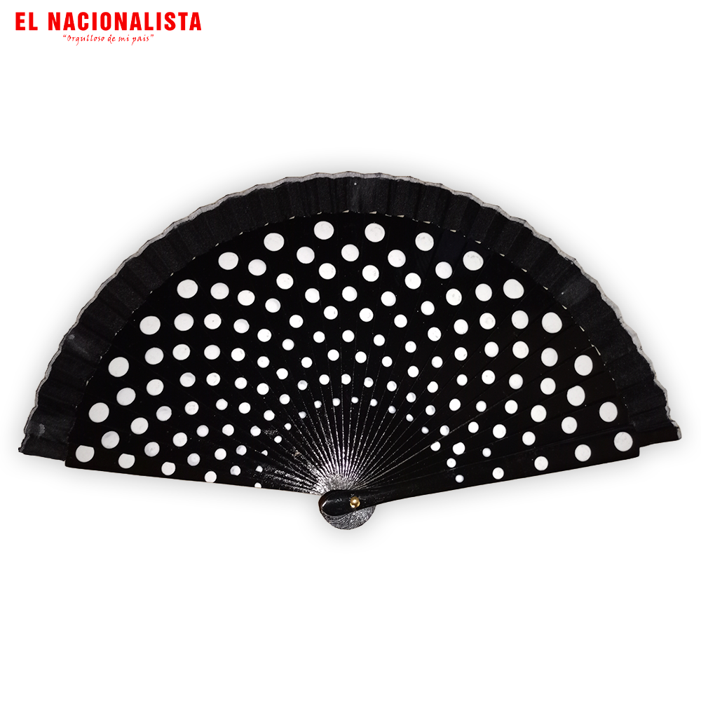 Abanico Flamenco Negro con Lunares Blancos