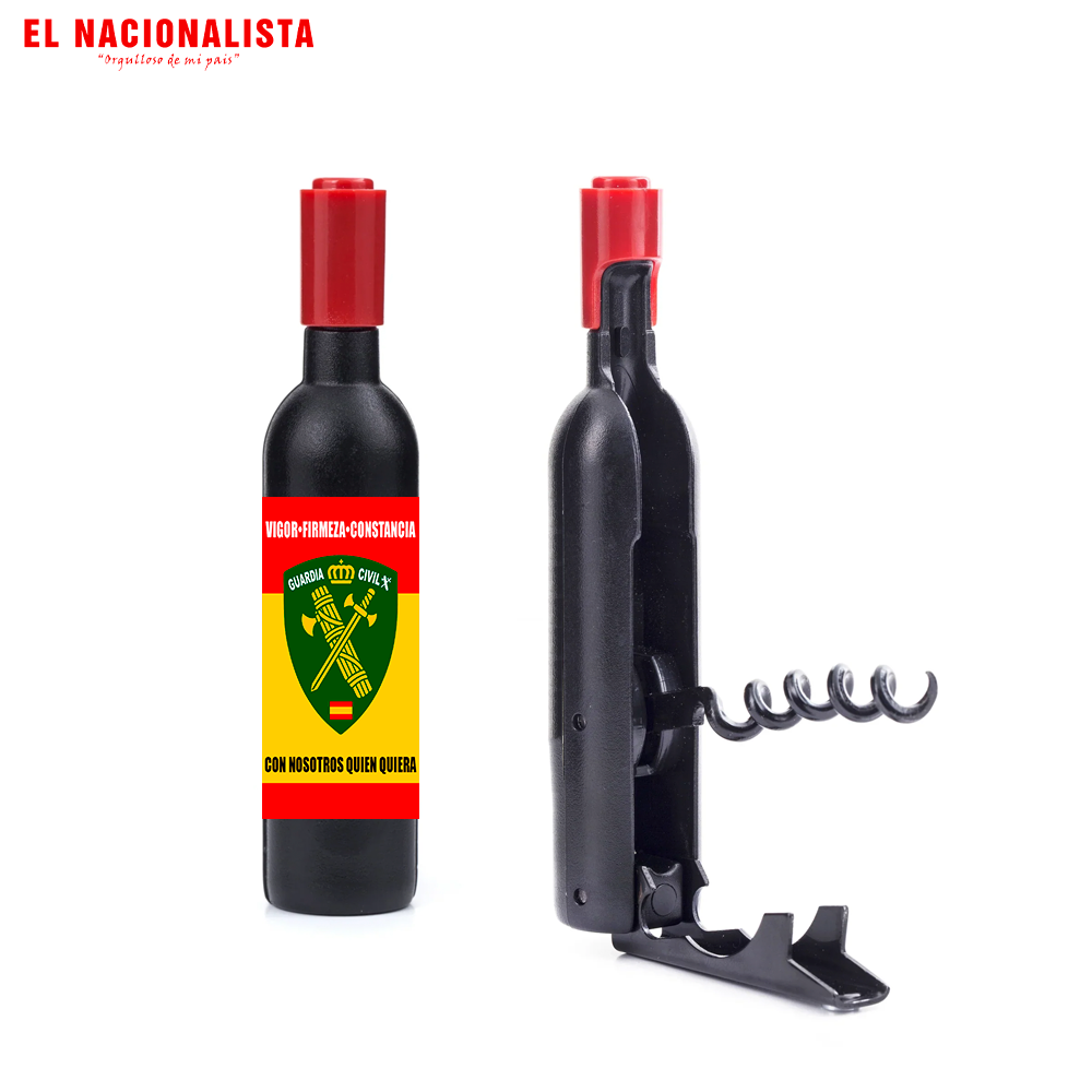 Sacacorchos con Forma de Botella Guardia Civil España – Abridor de Vinos con Emblema de la Guardia Civil