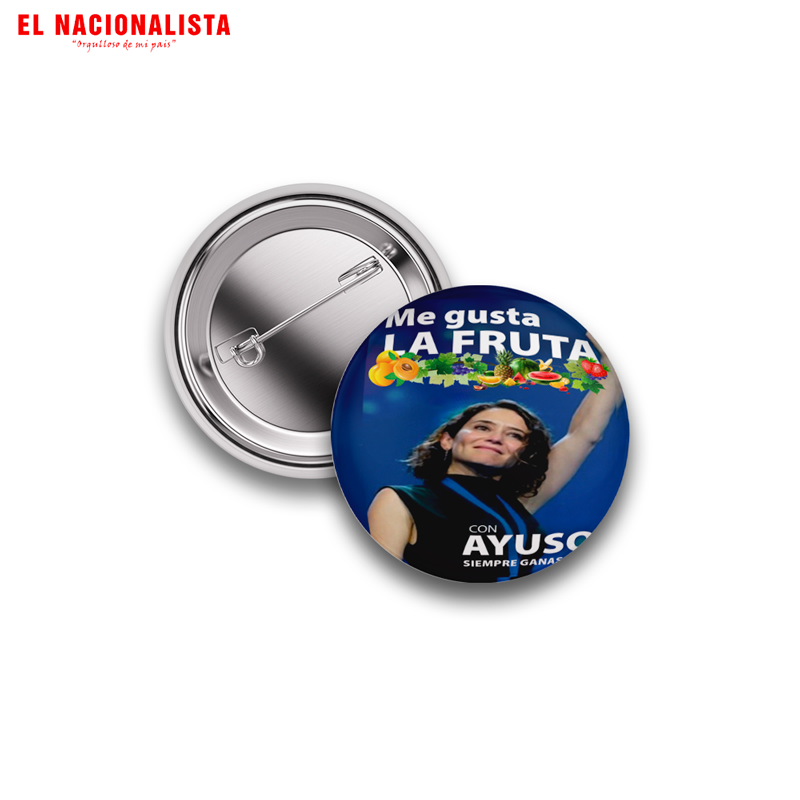 Pin de Solapa Ayuso – Insignia Metálica Me Gusta la Fruta