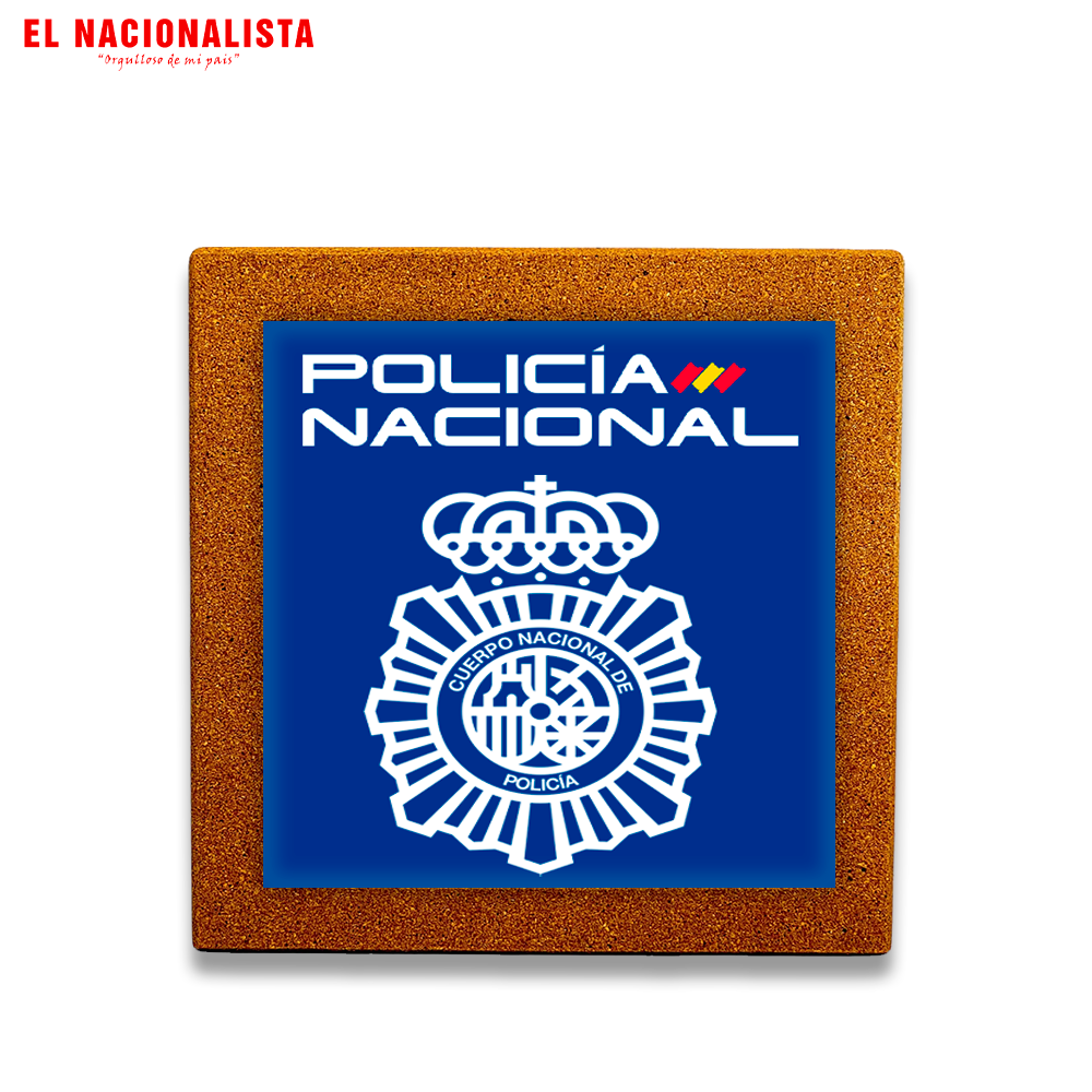 Baldosa Decorativa Enmarcada Policía Nacional – Azulejo con Emblema de la Policía Nacional