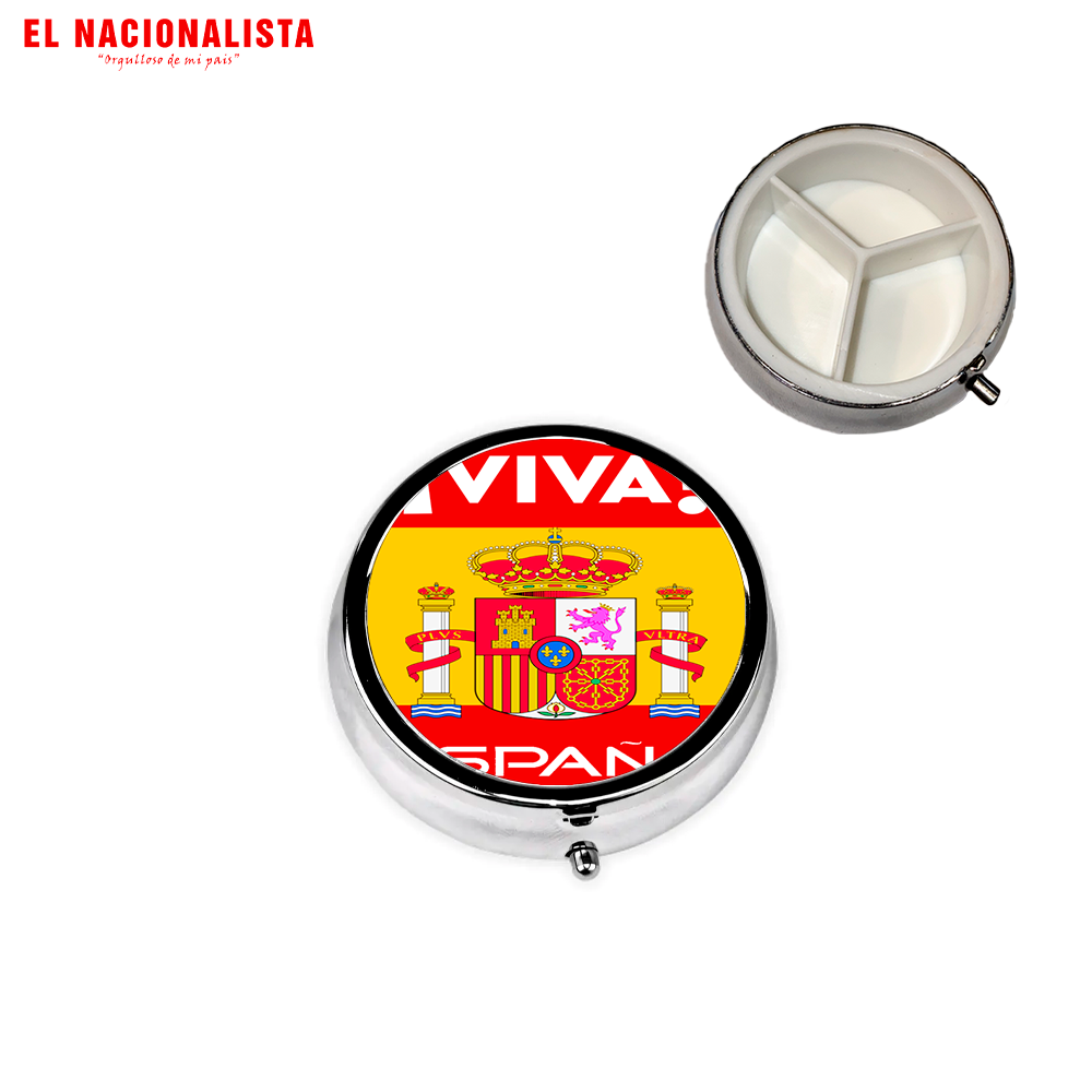 Pastillero Redondo Viva España bandera – Práctico y Original Viva España bandera