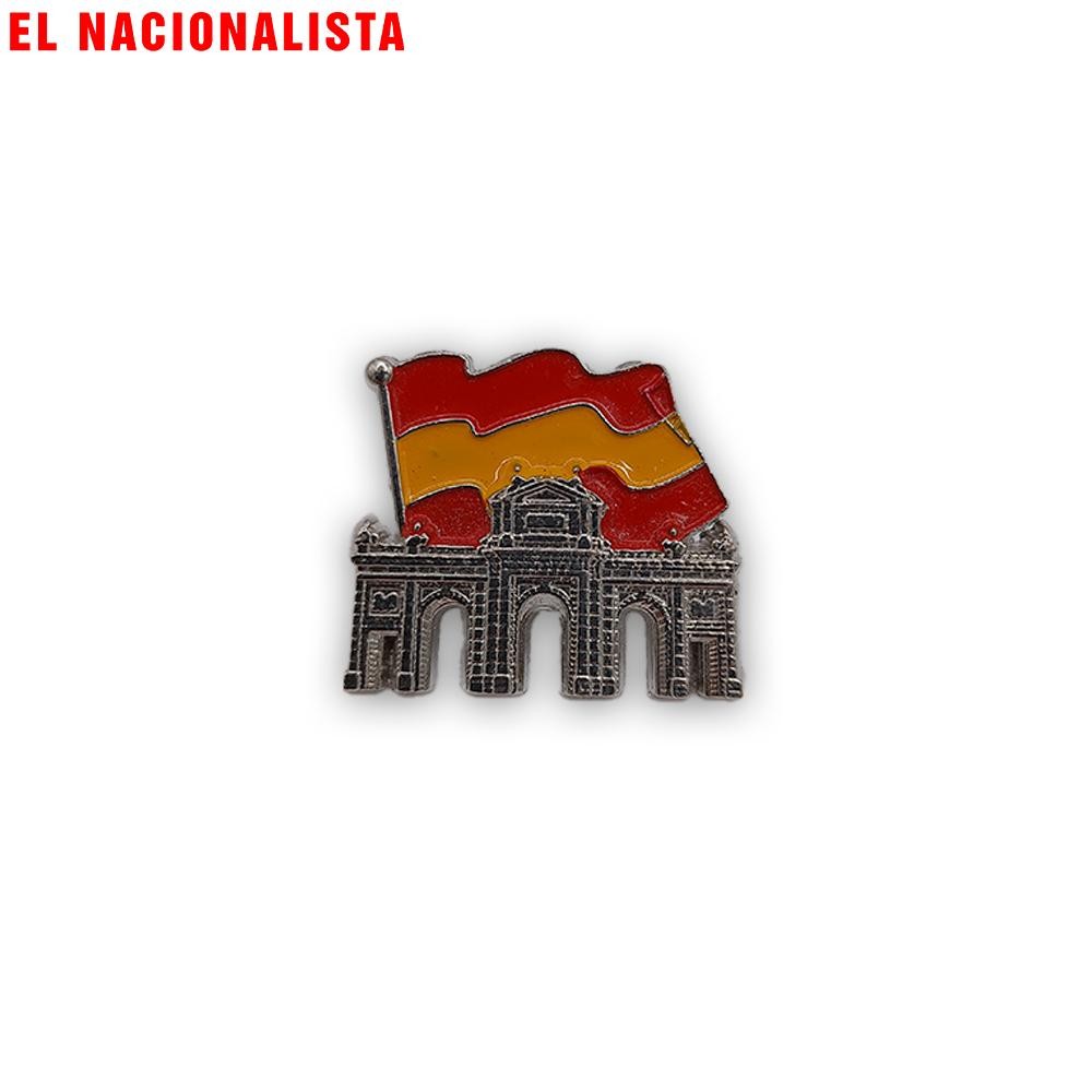 Pin Bandera España con Escudo – Ondeante Dorado