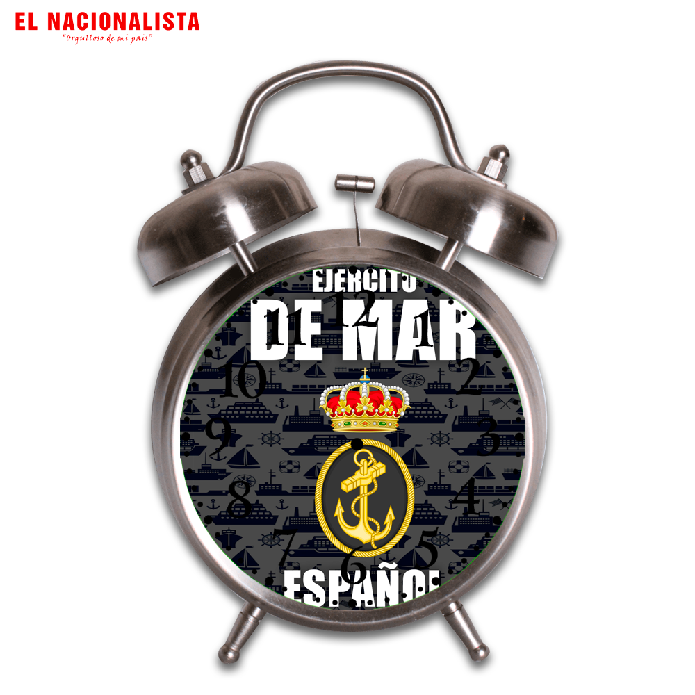 Reloj Despertador Ejército de Mar Español – Despertador de Mesa con Emblema del Ejército de Mar