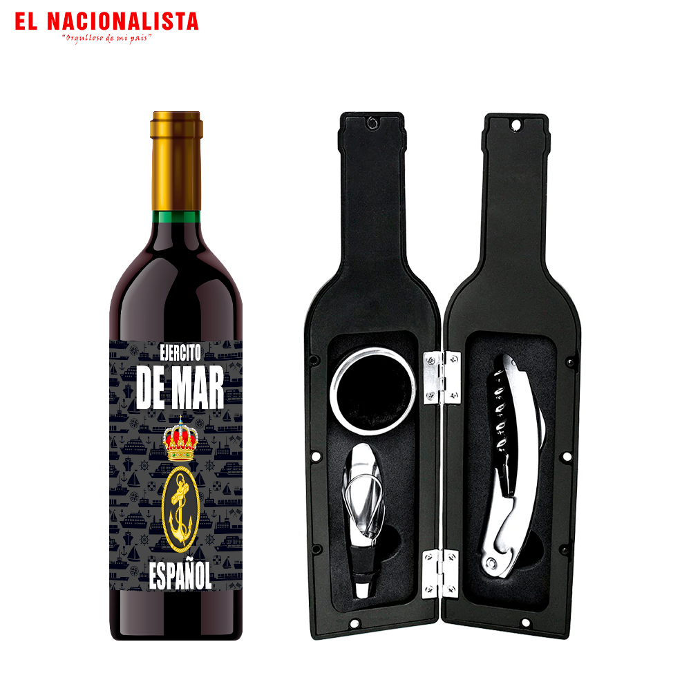 Kit Sacacorchos en Estuche Ejército de Mar Español – Set de Vino con Emblema del Ejército de Mar