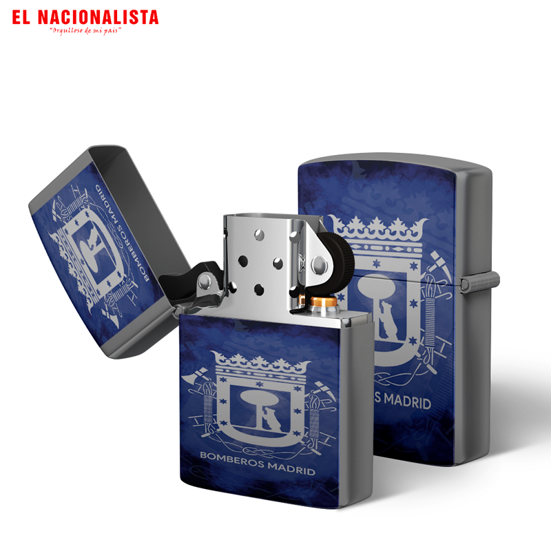 Encendedor Tipo Zippo Bomberos Madrid – Mechero de Colección con Escudo Oficial