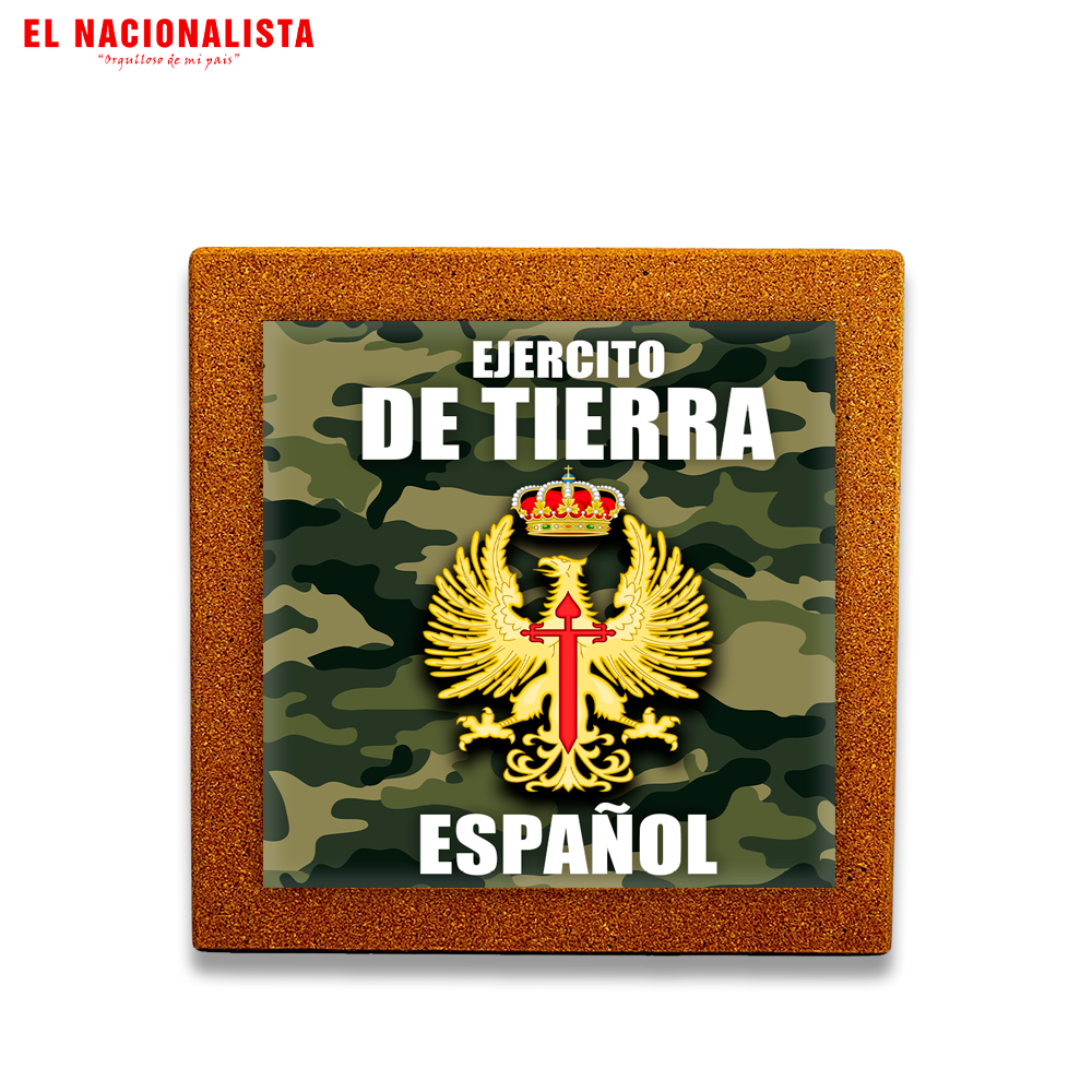 Baldosa Decorativa Enmarcada Ejército de Tierra Español – Azulejo con Emblema del Ejército de Tierra