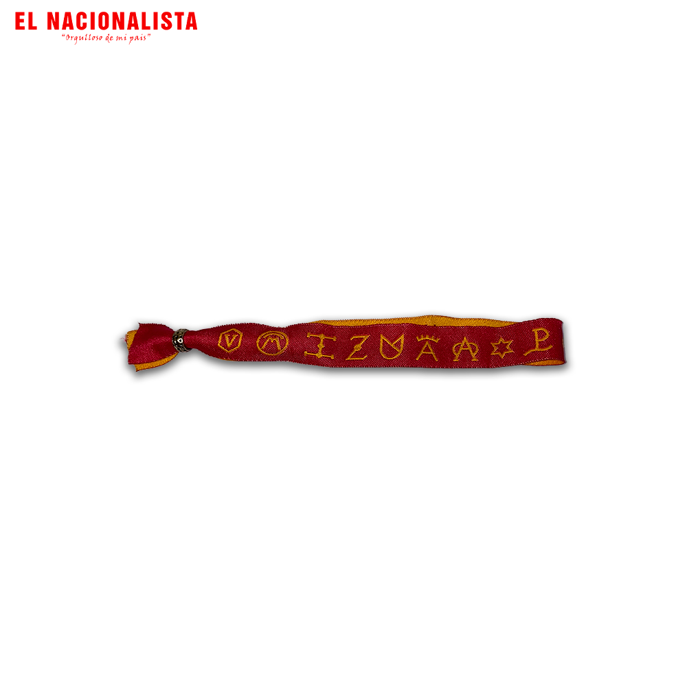 Pulsera Marcas España Roja – Símbolos Dorados