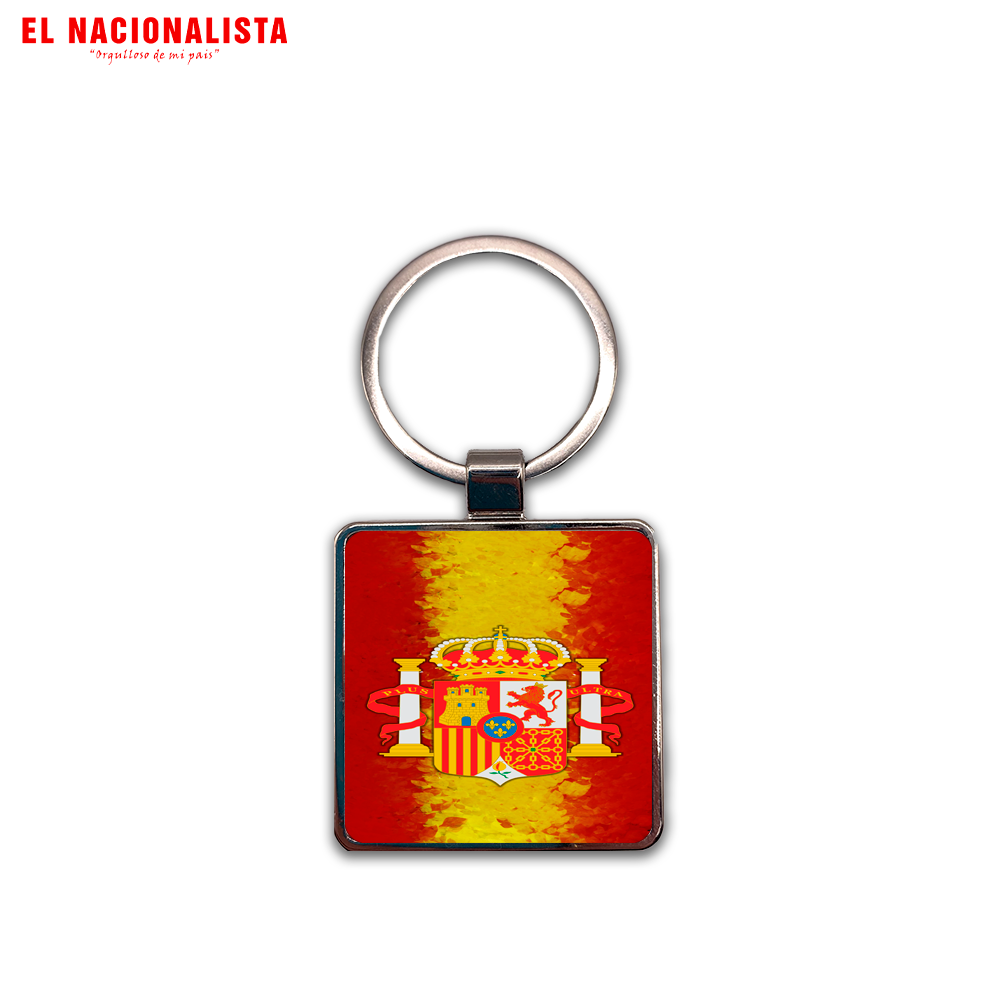 Llavero Cuadrado Escudo con bandera españa – Accesorio de Calidad Escudo con bandera españa