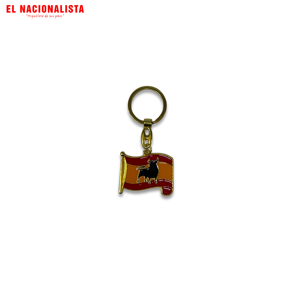 Llavero Dorado Toro y Bandera de España – Tradición Española