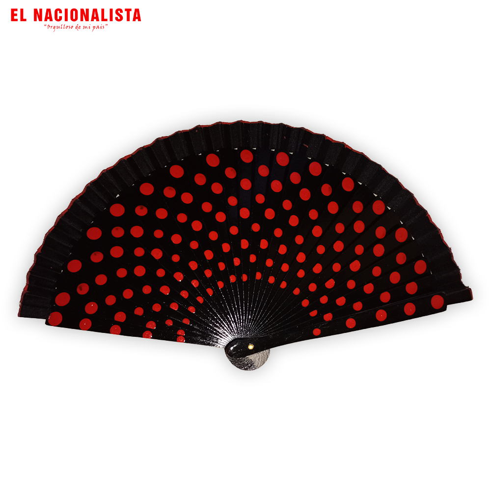 Abanico Flamenco Negro con Lunares Rojos