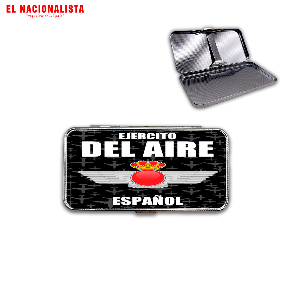 Pitillera Metálica Ejército del Aire Español – Estuche de Bolsillo con Emblema del Ejército del Aire