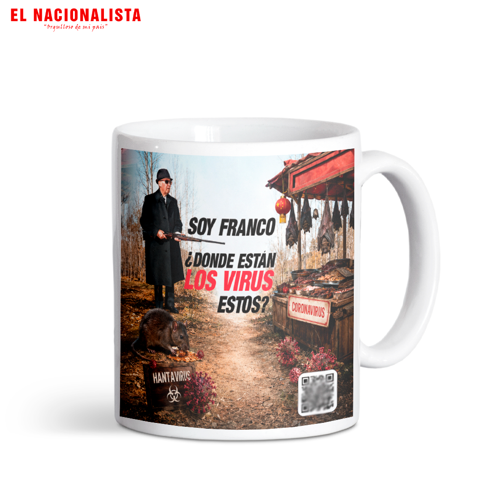 Taza de Cerámica Franco– Mug con texto "Soy Franco, ¿Dónde están los virus estos?"