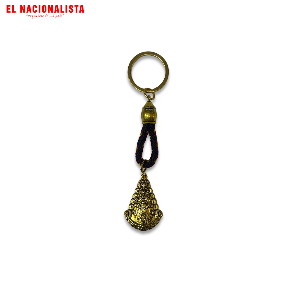 Llavero Virgen del Rocío Dorada con Cordón Oscuro – Rocío de España