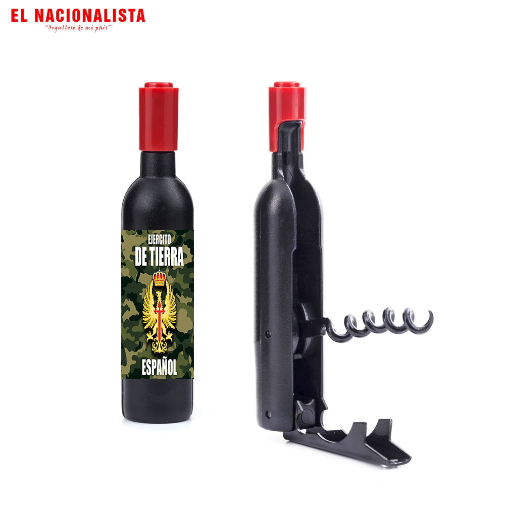 Sacacorchos con Forma de Botella Ejército de Tierra Español – Abridor de Vinos con Emblema del Ejército de Tierra