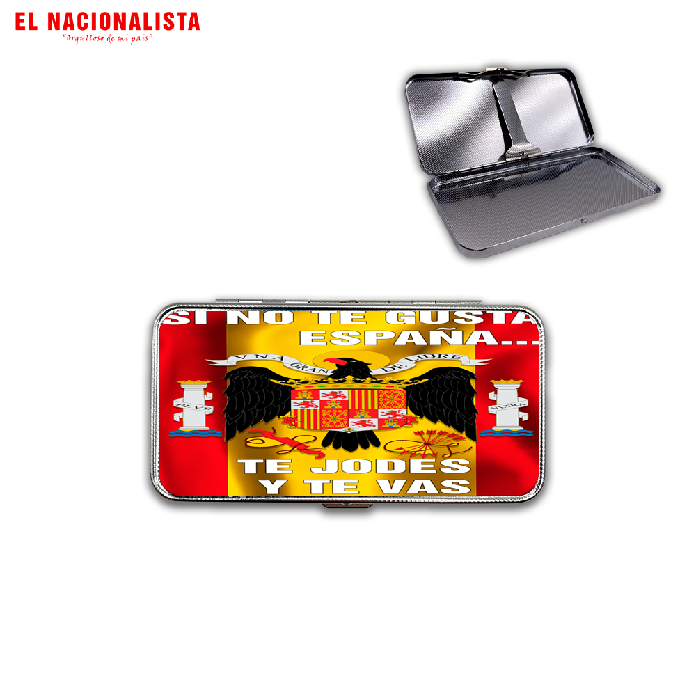 Pitillera Metálica SI NO TE GUSTA ESPAÑA TE JODES Y TE VAS – Estuche de Bolsillo SI NO TE GUSTA ESPAÑA TE JODES Y TE VAS