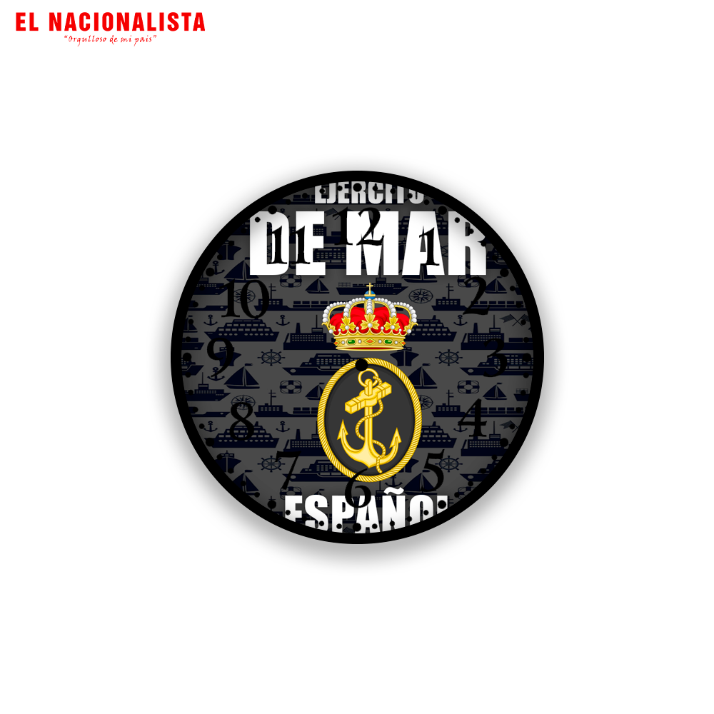 Reloj de Pared Redondo Ejército de Mar Español – Reloj con Emblema del Ejército de Mar