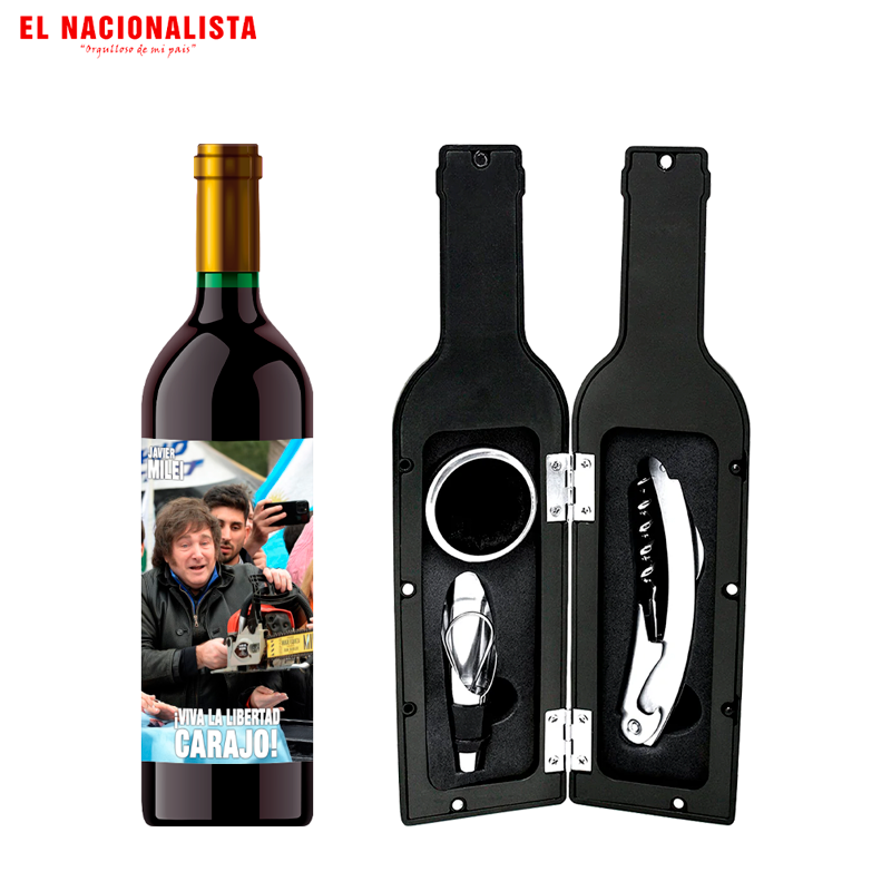 Kit Sacacorchos en Estuche Javier Milei – Set de Vino Viva la Libertad