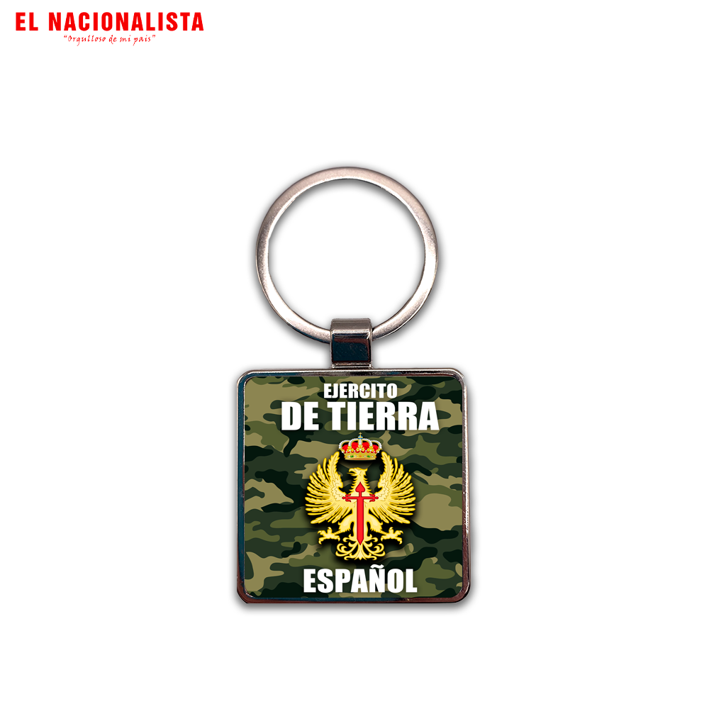 Llavero Cuadrado Metálico Ejército de Tierra Español – Accesorio con Emblema del Ejército de Tierra
