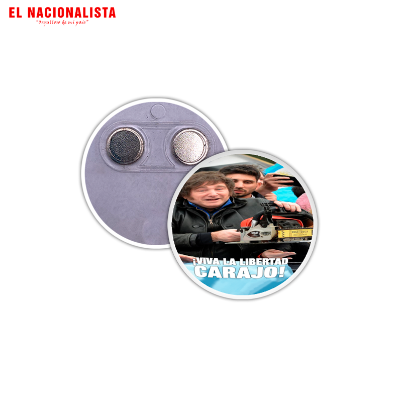 Imán Redondo para Nevera Javier Milei – Souvenir Magnético de Colección