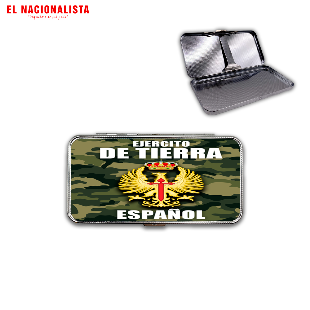 Pitillera Metálica Ejército de Tierra Español – Estuche de Bolsillo con Emblema del Ejército de Tierra