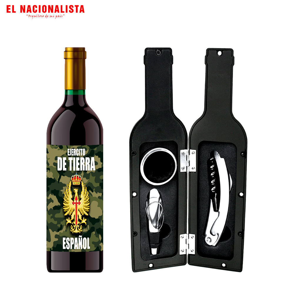 Kit Sacacorchos en Estuche Ejército de Tierra Español – Set de Vino con Emblema del Ejército de Tierra