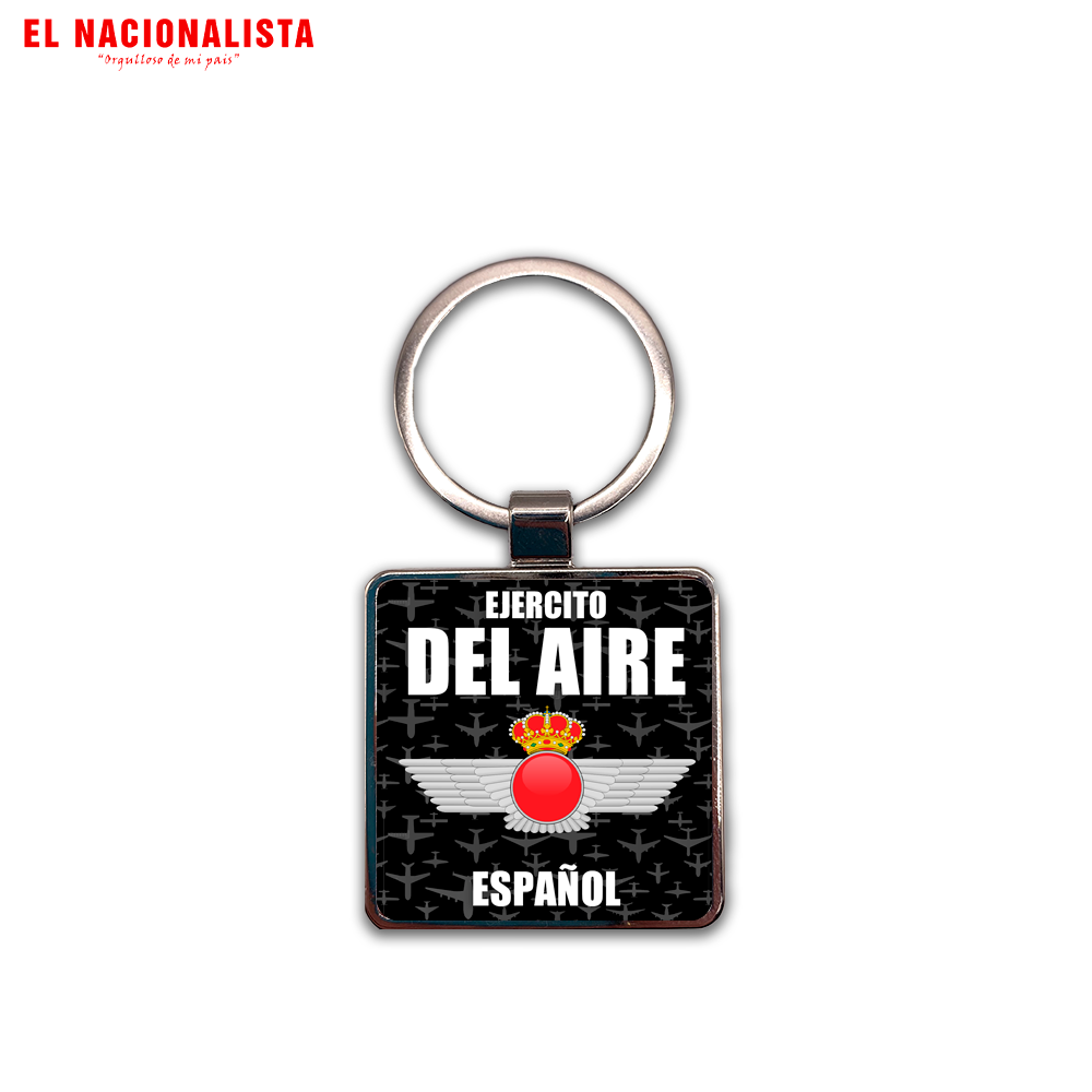 Llavero Cuadrado Metálico Ejército del Aire Español – Accesorio con Emblema del Ejército del Aire