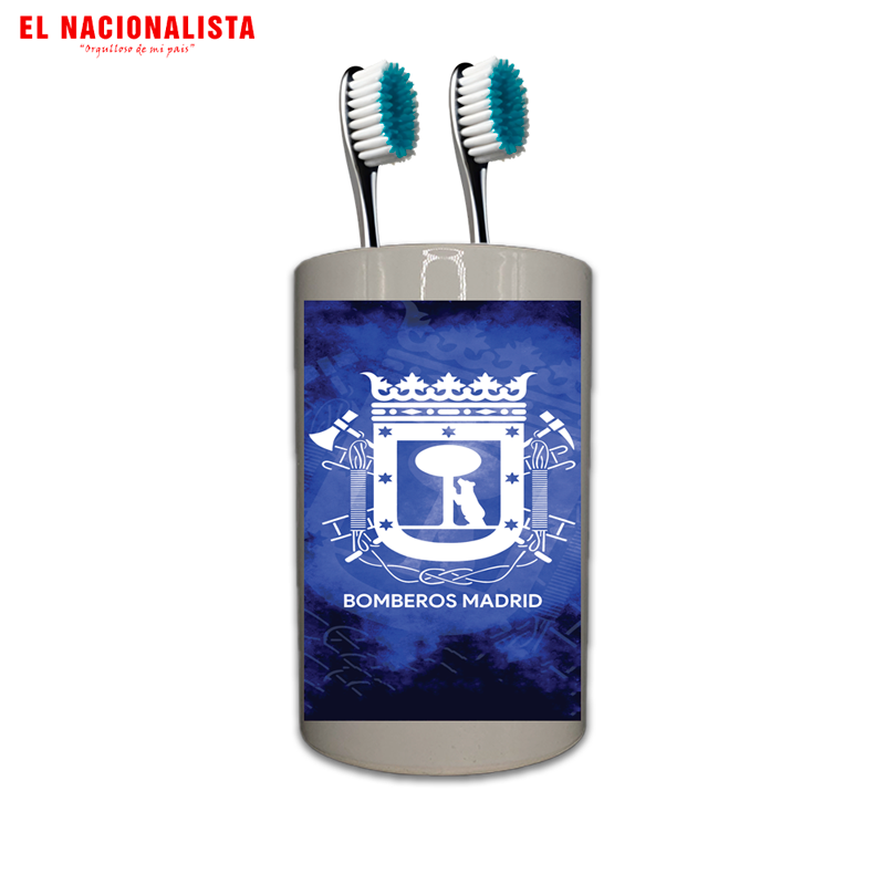 Bote para Cepillos de Dientes Bomberos Madrid – Organizador de Baño con Escudo Oficial